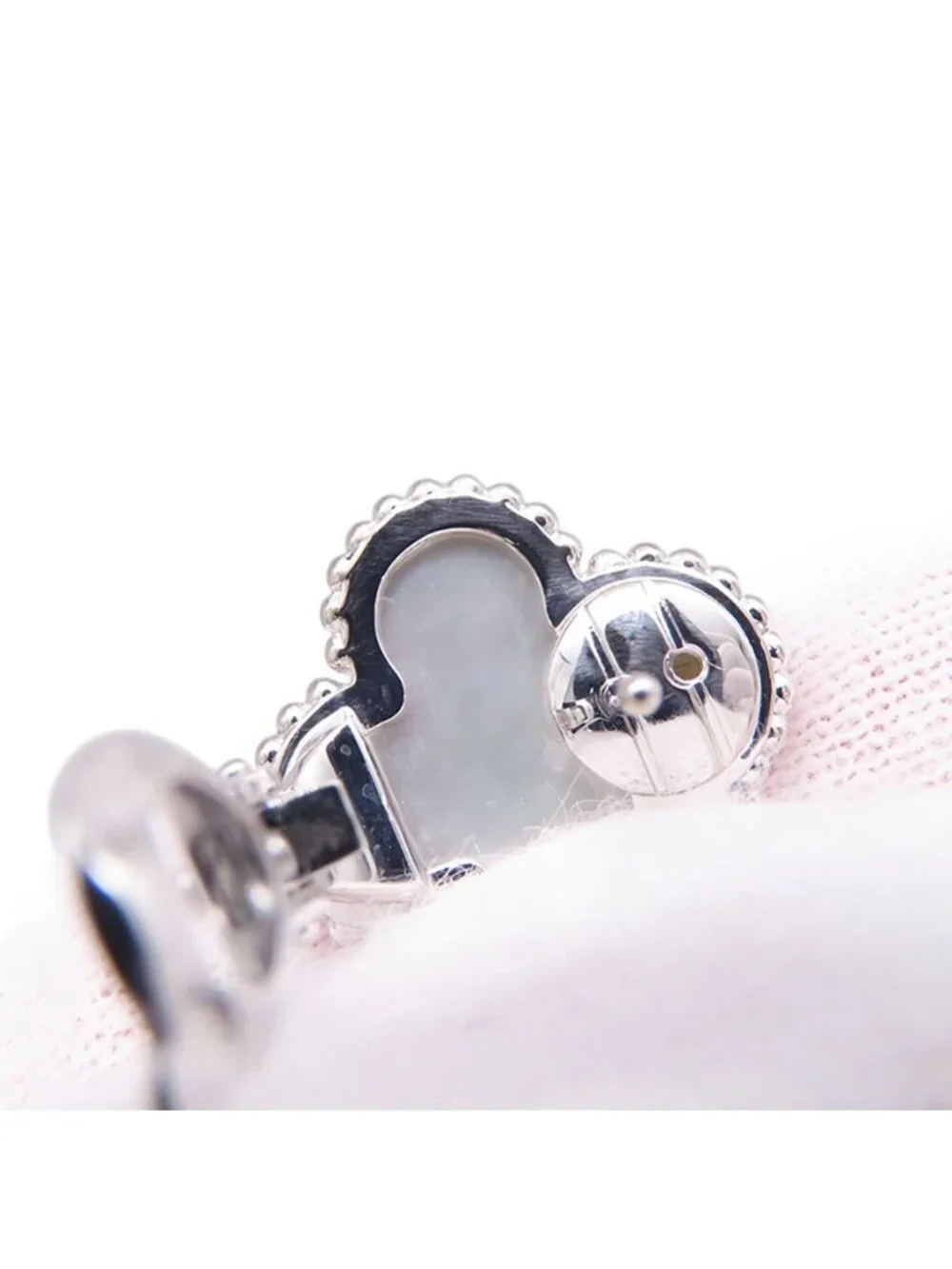 Van Cleef & Arpels Earrings Vintage Alhambra Mother of Pearl 18k White Gold